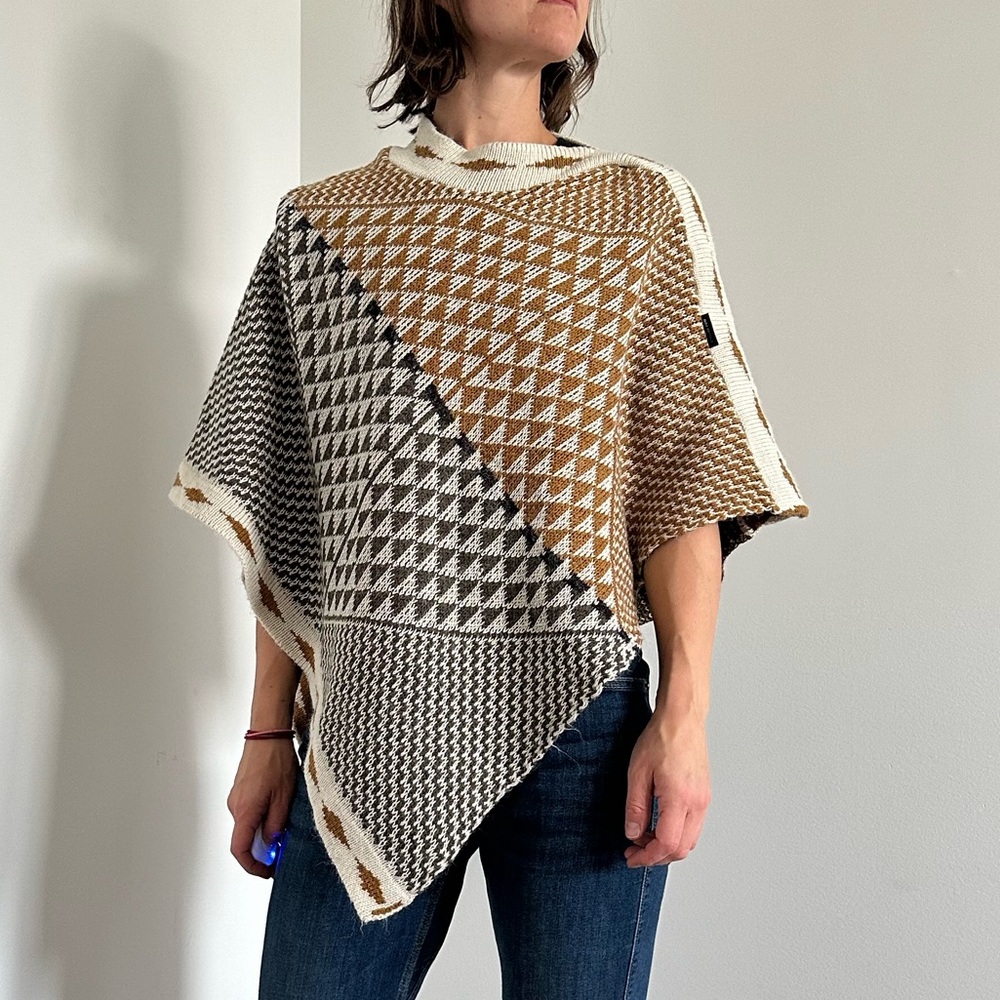 Urku Wool Poncho Geometric Pattern NWOT